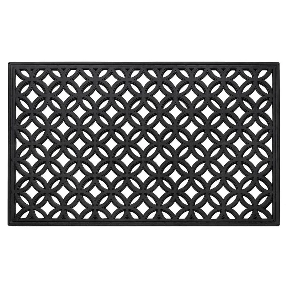 18 x 30 in. Circles Rubber Rectangular Doormat, Black